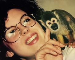 Tami Port, MS with "Captain" the Squirrel Monkey in Graduate School at Bucknell