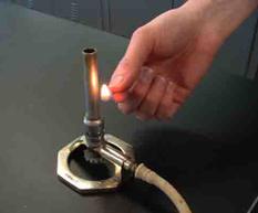 Lighting Bunsen Burner with Match